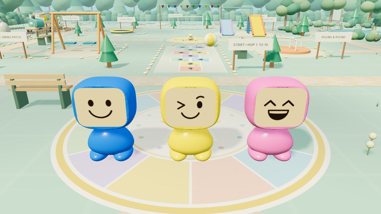 Three Buddies with different colours and happy faces